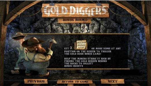 Gold Diggers Slot Machine Bonus Game Screen