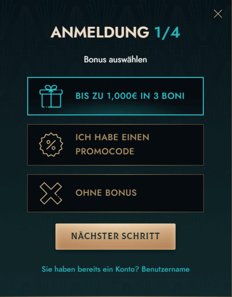 Registrierung im Dolly Casino Schritt 1