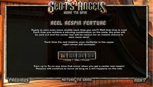 Slots Angels Reel Respin Feature Screen