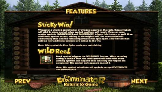 The Exterminator Slot Machine Sticky Win and Wild Reel