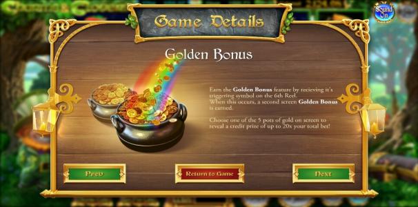 Charms and Clovers Slot Machine Golden Bonus Screen