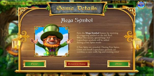 Charms and Clovers Slot Machine Mega Symbol Feature Screen