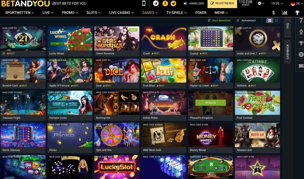 Betandyou Casino Spiele