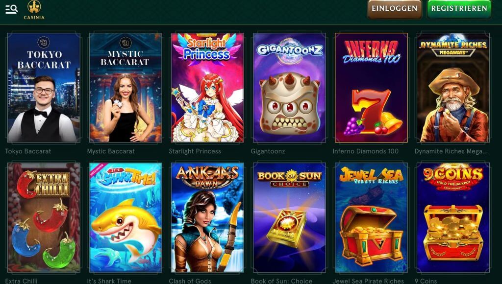 Casinia Casino Spiele