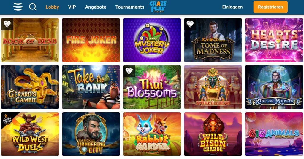 Crazeplay Casino Spiele