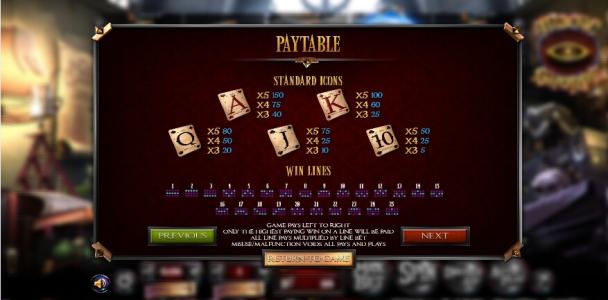 Magic Shoppe Slot Machine Paytable Screen