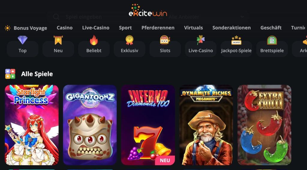 ExciteWin Casino Spiele