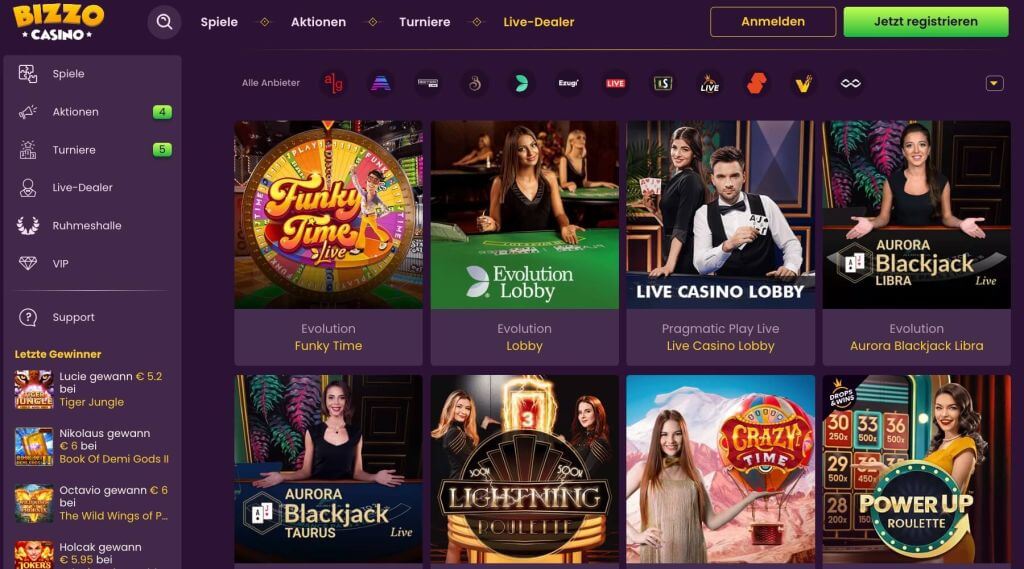 Bizzo Live Casino