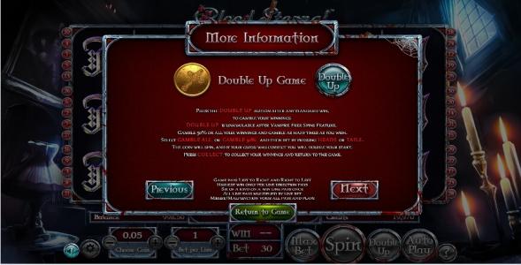 Blood Eternal Slot Machine Information Screen