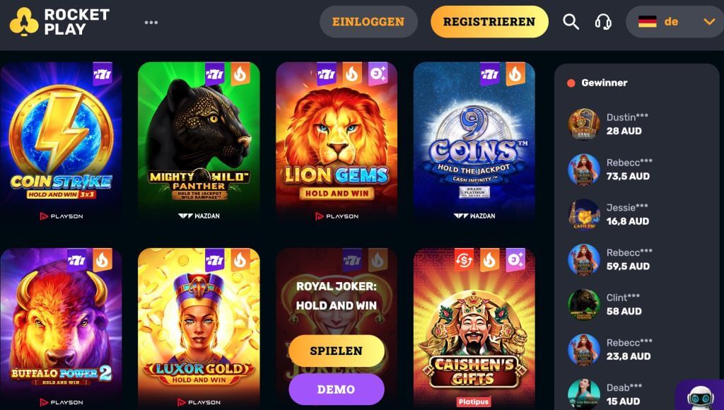 RocketPlay Casino Spiele