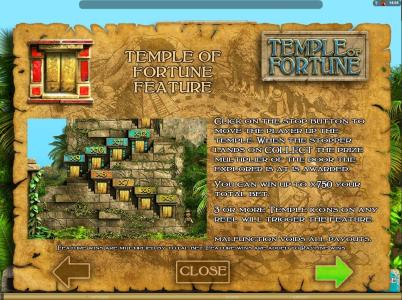 Temple Quest Slot Machine Temple of Fortune Feature Screen