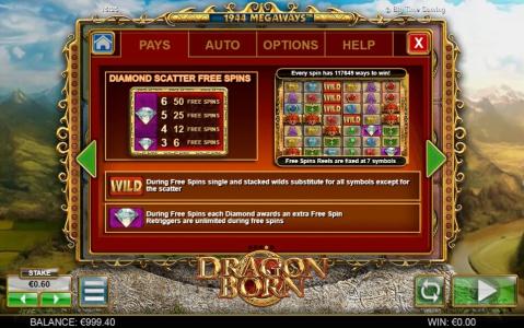 Dragon Born Slot Machine Free Spins Bonus Screen