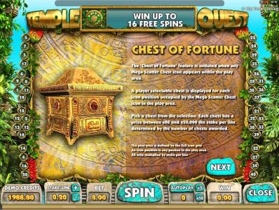 Temple Quest Slot Machine Free Spins Bonus Screen