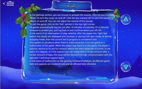Frosty Fun Slot Machine Rules Screen