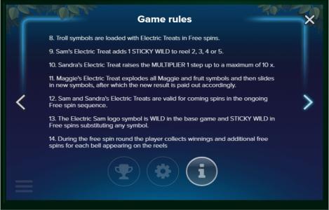 Electric Sam Slot Machine Game Rules Screen