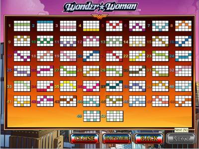 Wonder Woman Slot Machine Paylines Screen