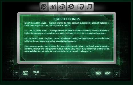 Satoshis Secret Slot Machine Qwerty Bonus Screen