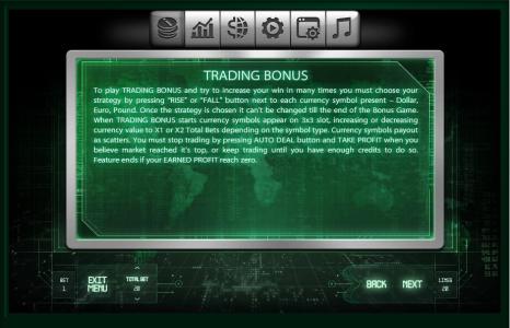 Satoshis Secret Slot Machine Trading Bonus Screen