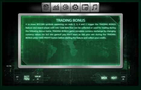 Satoshis Secret Slot Machine Trading Bonus Screen