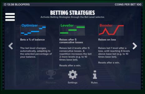 Bloopers Slot Machine Betting Strategies Screen