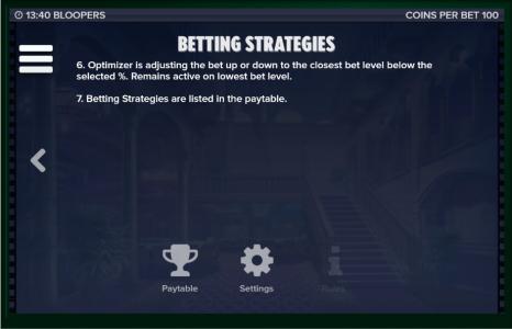 Bloopers Slot Machine Betting Strategies Screen