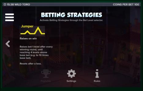 Wild Toro Slot Machine Betting Strategies Screen