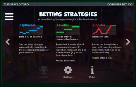 Wild Toro Slot Machine Paylines Screen