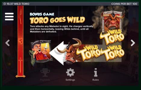 Wild Toro Slot Machine Wild Symbol Screen