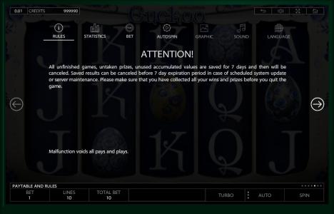 Cuckoo Slot Machine Attention Screen