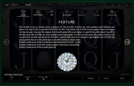 Cuckoo Slot Machine Feature Explanation Screen