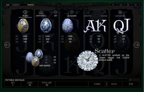 Cuckoo Slot Machine Paytable Screen
