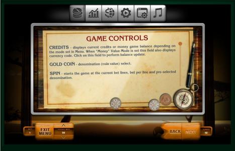 Safari Slot Machine Game Controls Screen