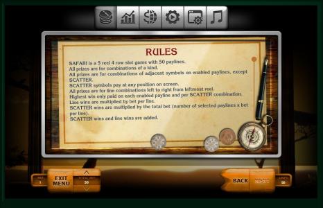 Safari Slot Machine Scatter Awards and Wild Symbol Screen