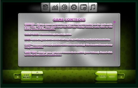 Ultra Fresh Slot Machine Game Controls Screen