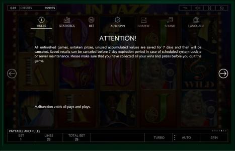 In Jazz Slot Machine Attention Screen