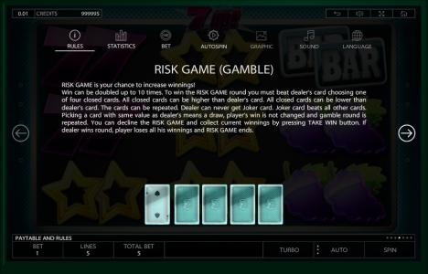 7Up! Slot Machine Risk Game Screen