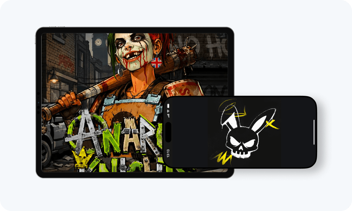 Anarchy Knights slot Anarchy Knights slot interface and logo on tablet and smartphone