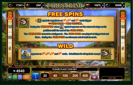 Forest Band Slot Machine Free Spins Bonus Screen