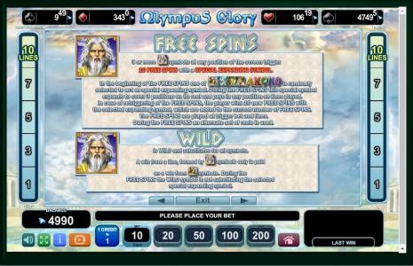 Olympus Glory Slot Machine Free Spins Bonus Screen