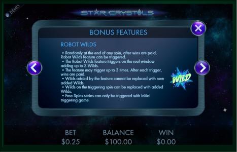 Star Crystals Slot Machine Wild Symbol Screen
