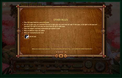 Panda Panda Slot Machine Other Rules Information Screen