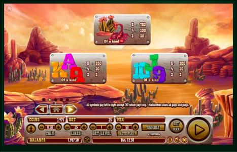 Coyote Crash Slot Machine Paytable Screen