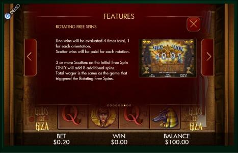 Gods Of Giza Slot Machine Free Spins Bonus Screen
