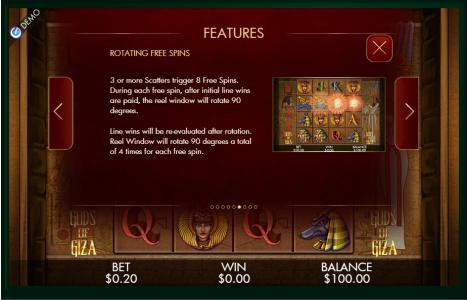 Gods Of Giza Slot Machine Free Spins Bonus Screen