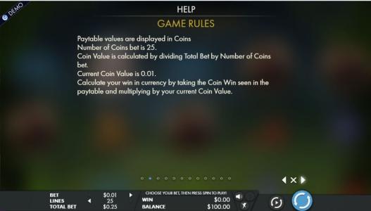 Clash of Queens Slot Machine Game Rules Screen