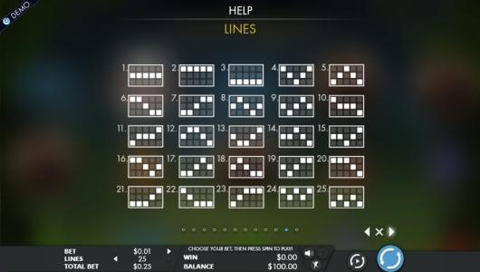 Clash of Queens Slot Machine Paylines Screen