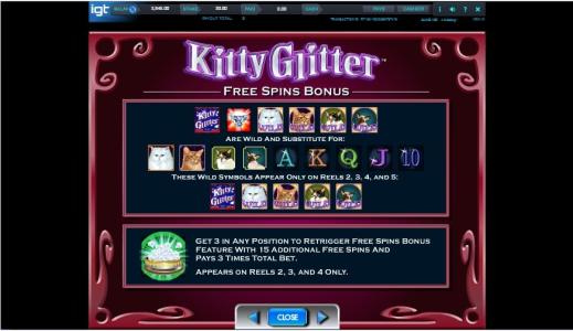 Kitty Glitter Slot Machine Free Spins Bonus Screen