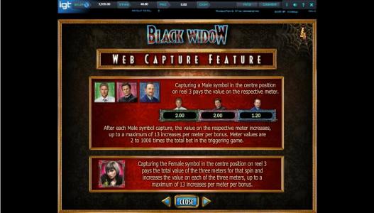 Black Widow Slot Machine Web Capture Feature Screen