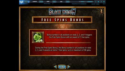Black Widow Slot Machine Free Spins Bonus Screen