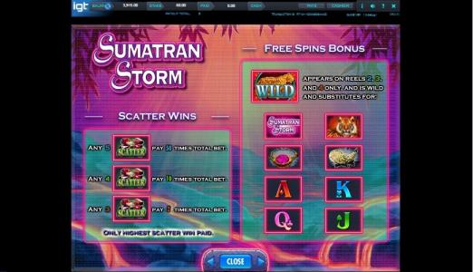 Sumatran Storm Slot Machine Scatter Awards and Wild Symbol Screen